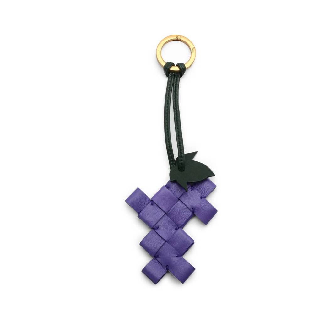 NEW BOTTEGA VENETA unisex leather key chain in purple